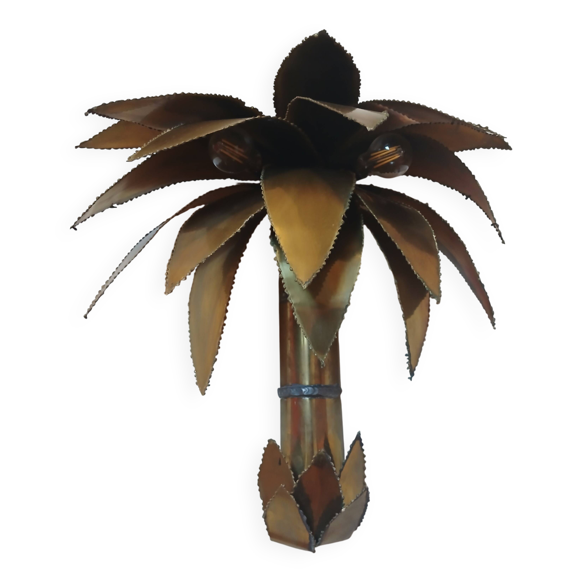 70's brutalist palm tree wall light in brass