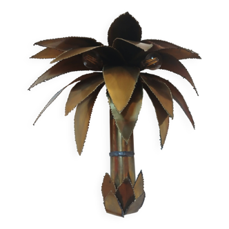 70's brutalist palm tree wall light in brass