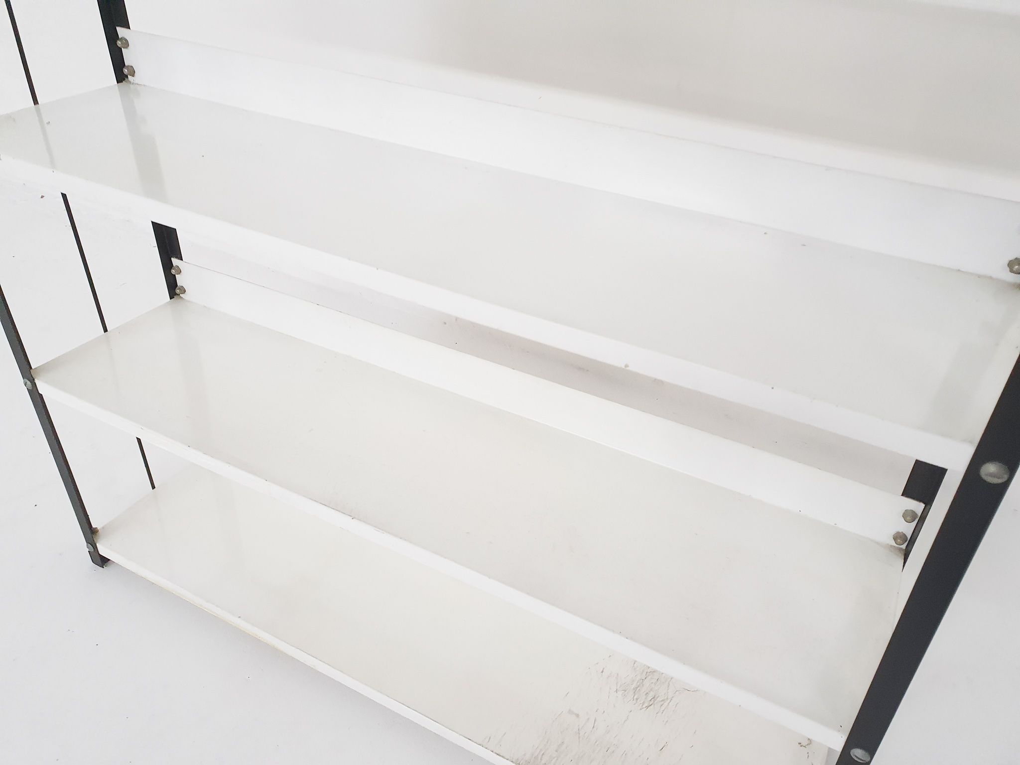 Black and white metal book shelves attrb. to Tomado, Holland, 1950's