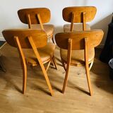 Suite de 4 chaises pieds compas