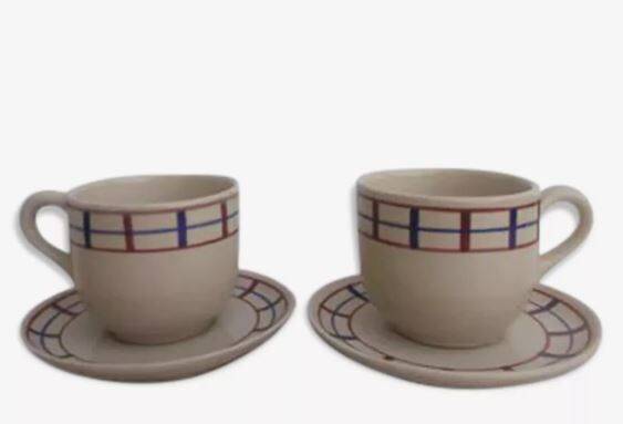 Set of 2 Basque stoneware breakfast cups AMATXI