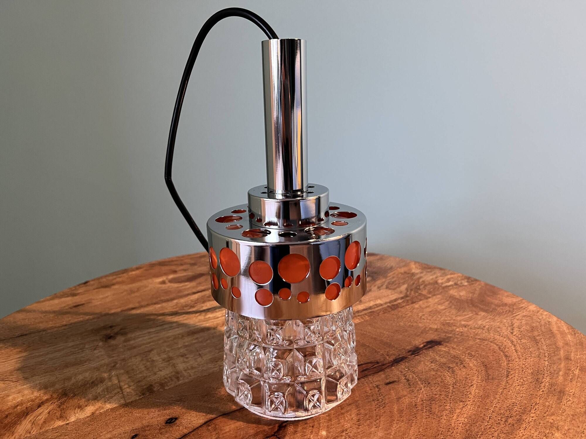 Art deco lamp / glass shade from the 1960s / ceiling pendant lamp for home decor