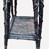 Folk art stool – circa 1890-1900. Rattan & ceramic