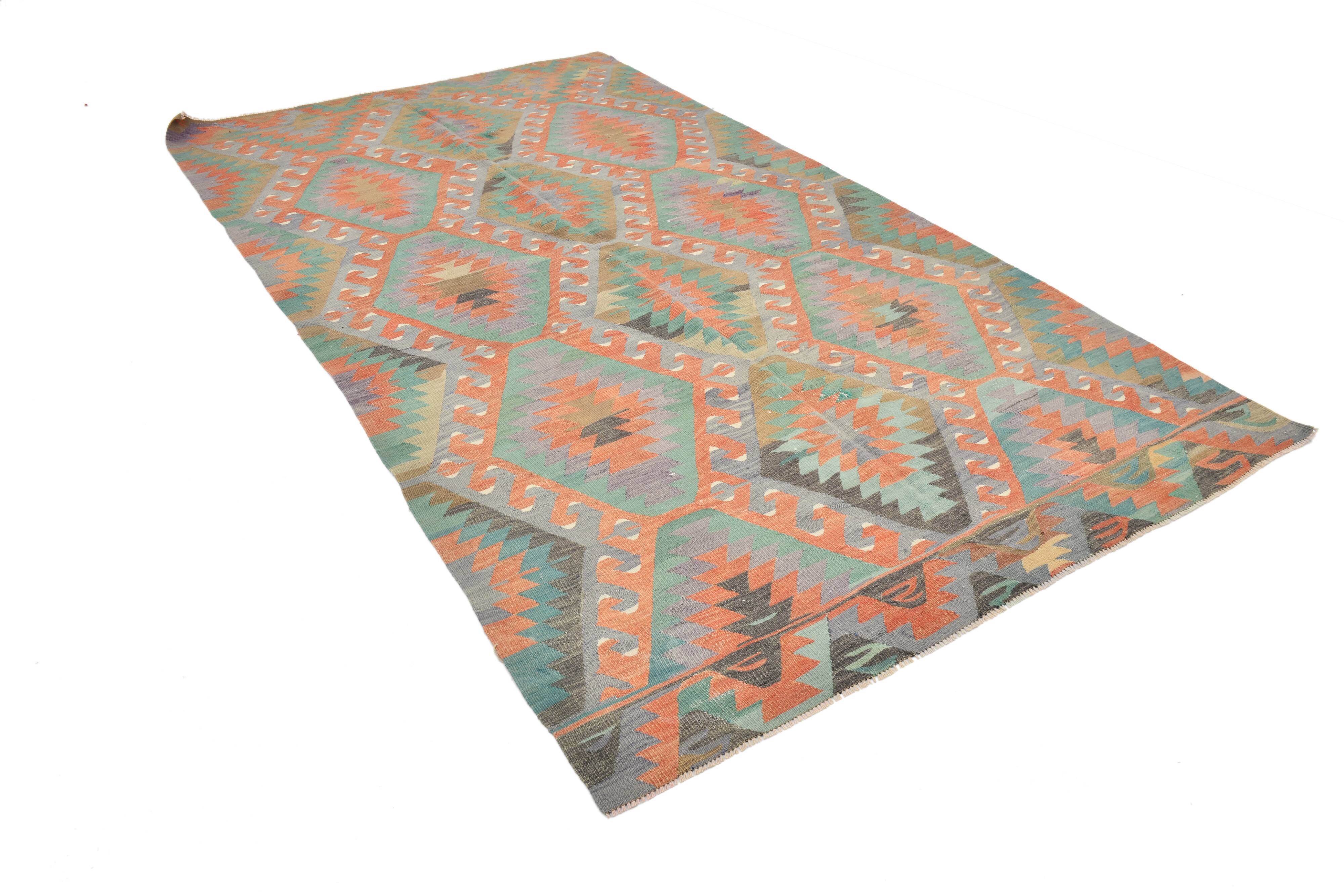 Tapis Kilim Anatolien Vintage – Tissé Main, Motifs Géométriques, 163x290 Cm