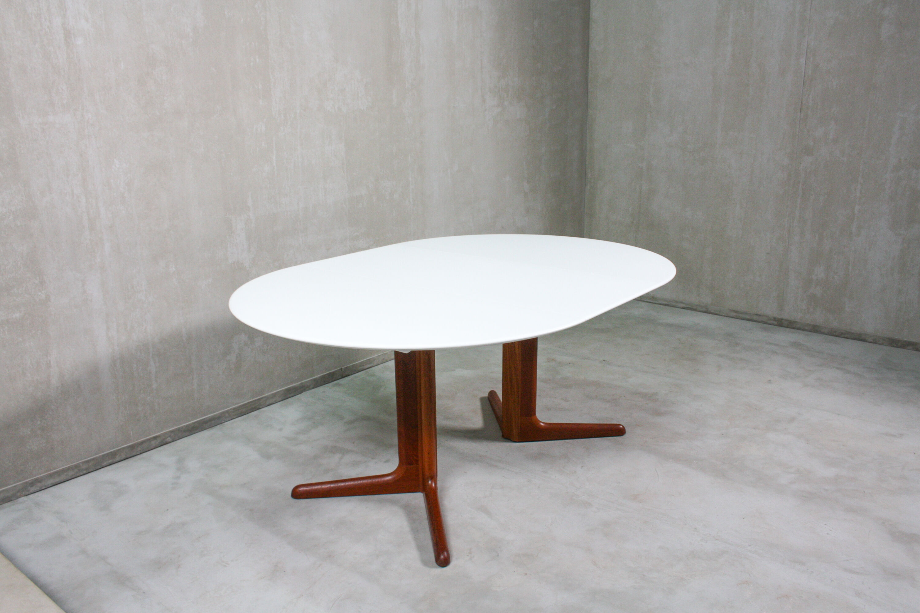 Round danish teak & white dining table, 1960s