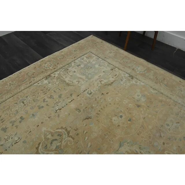 1970s Vintage Persian Handmade Wool Cotton Orange Area Rug 306X381