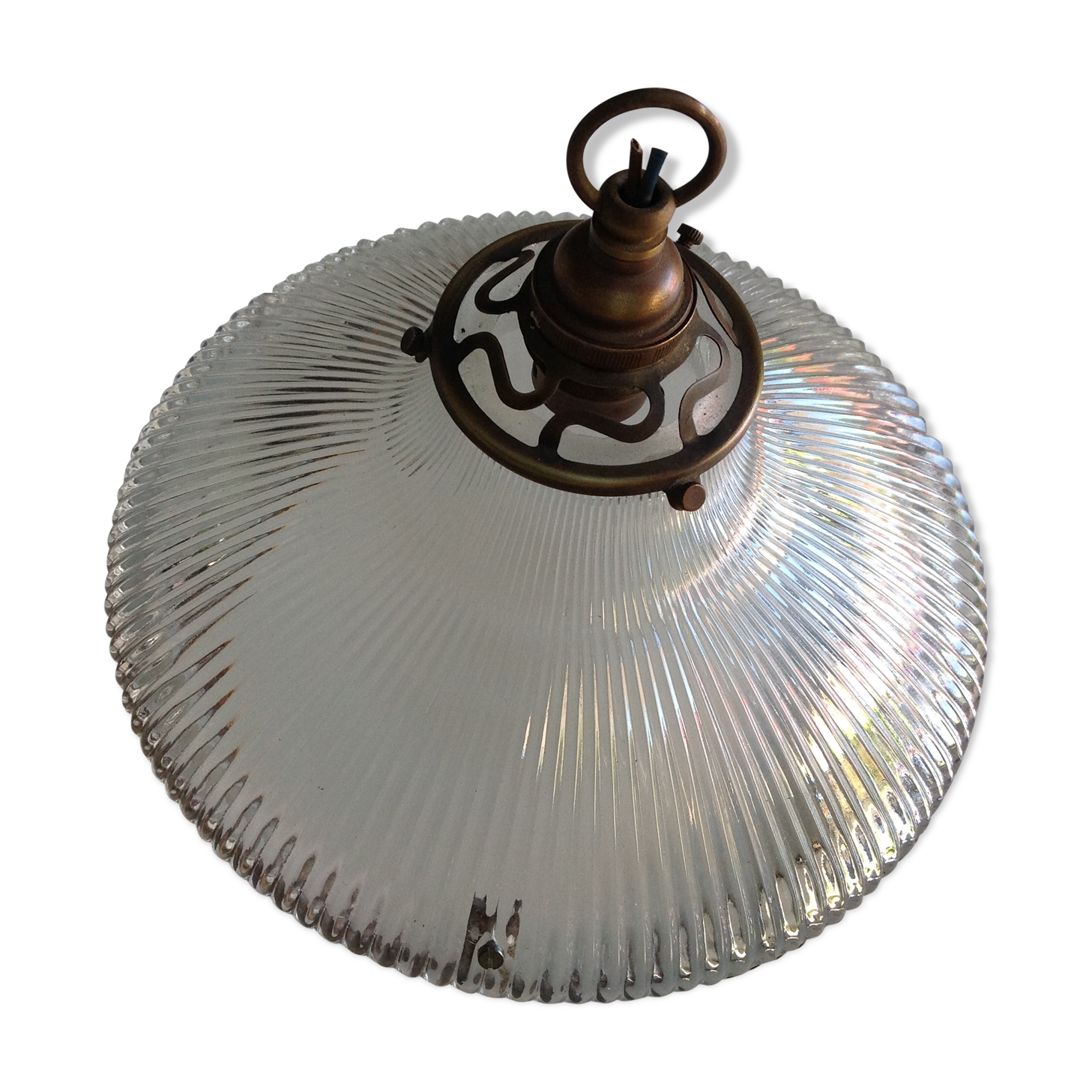 Glass and brass hanging lamp