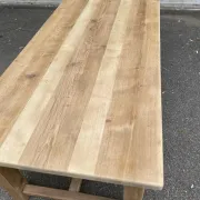 Table à manger de ferme décapée en chêne massif brut 1970 - 210cm