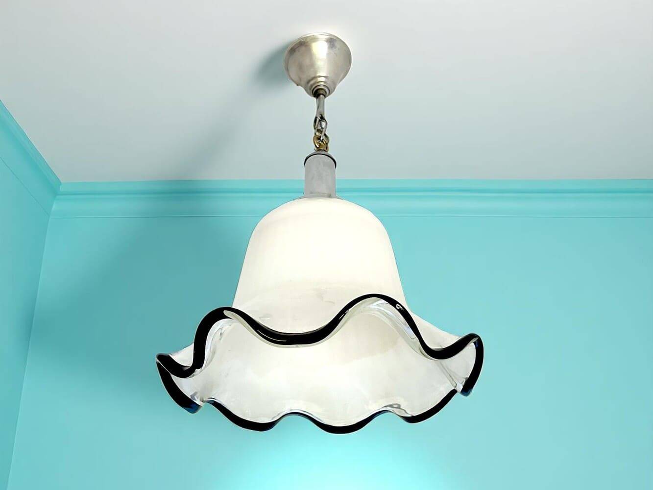 White opaline glass pendant light