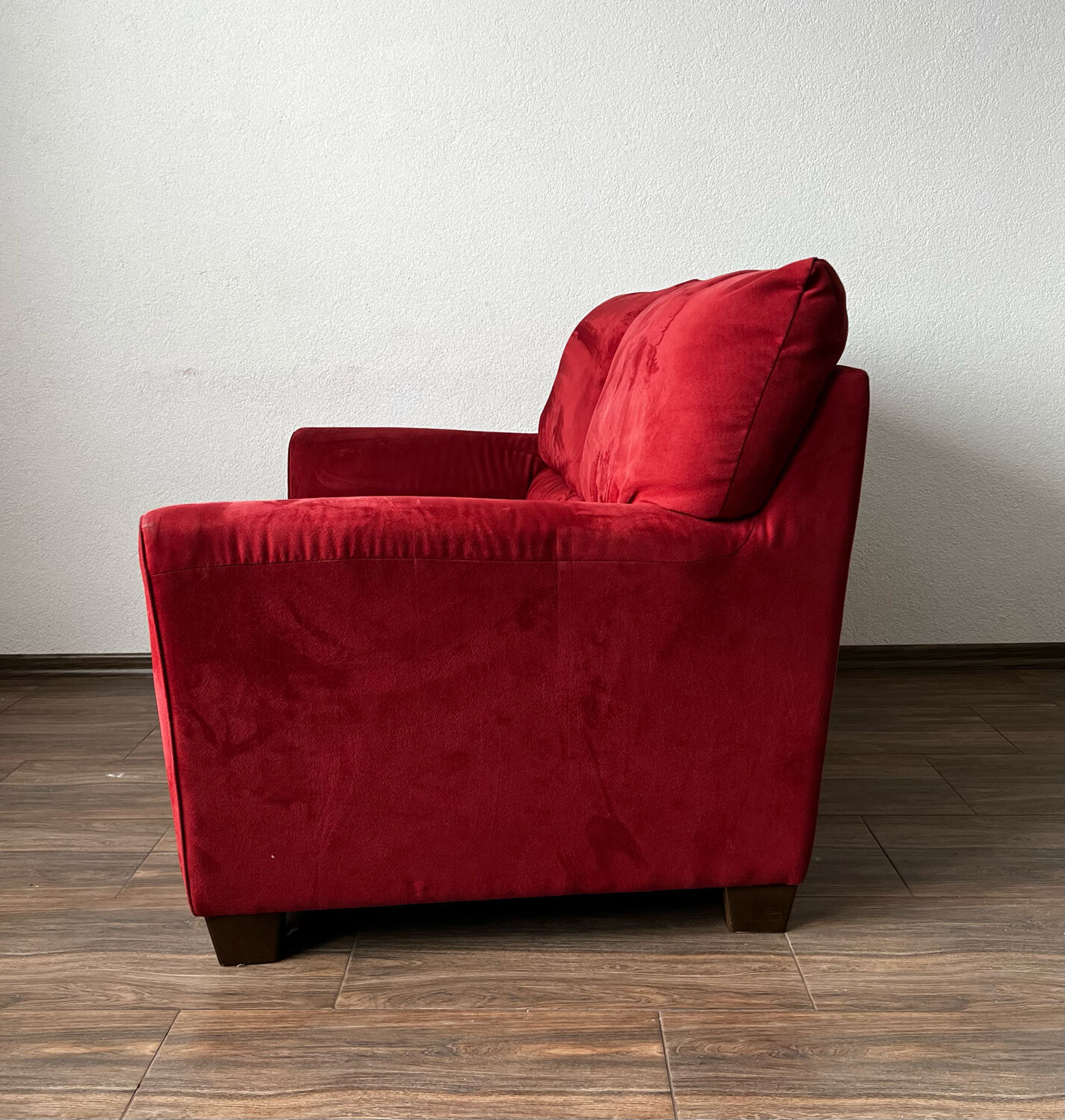 Vintage Red Velour Sofa, Ikea 1990s