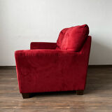 Vintage Red Velour Sofa, Ikea 1990s