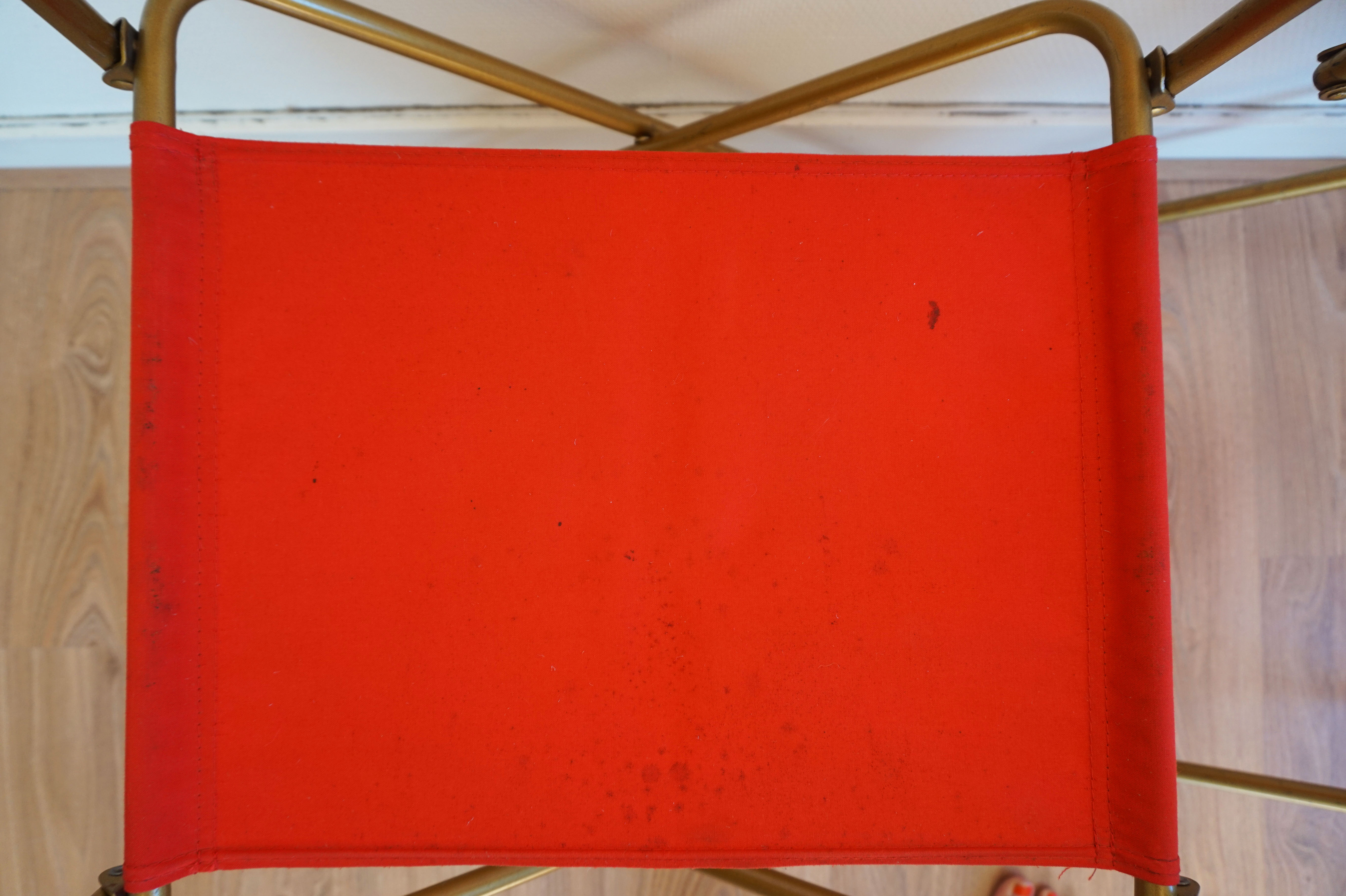 Red vintage pair of lafuma folding chairs