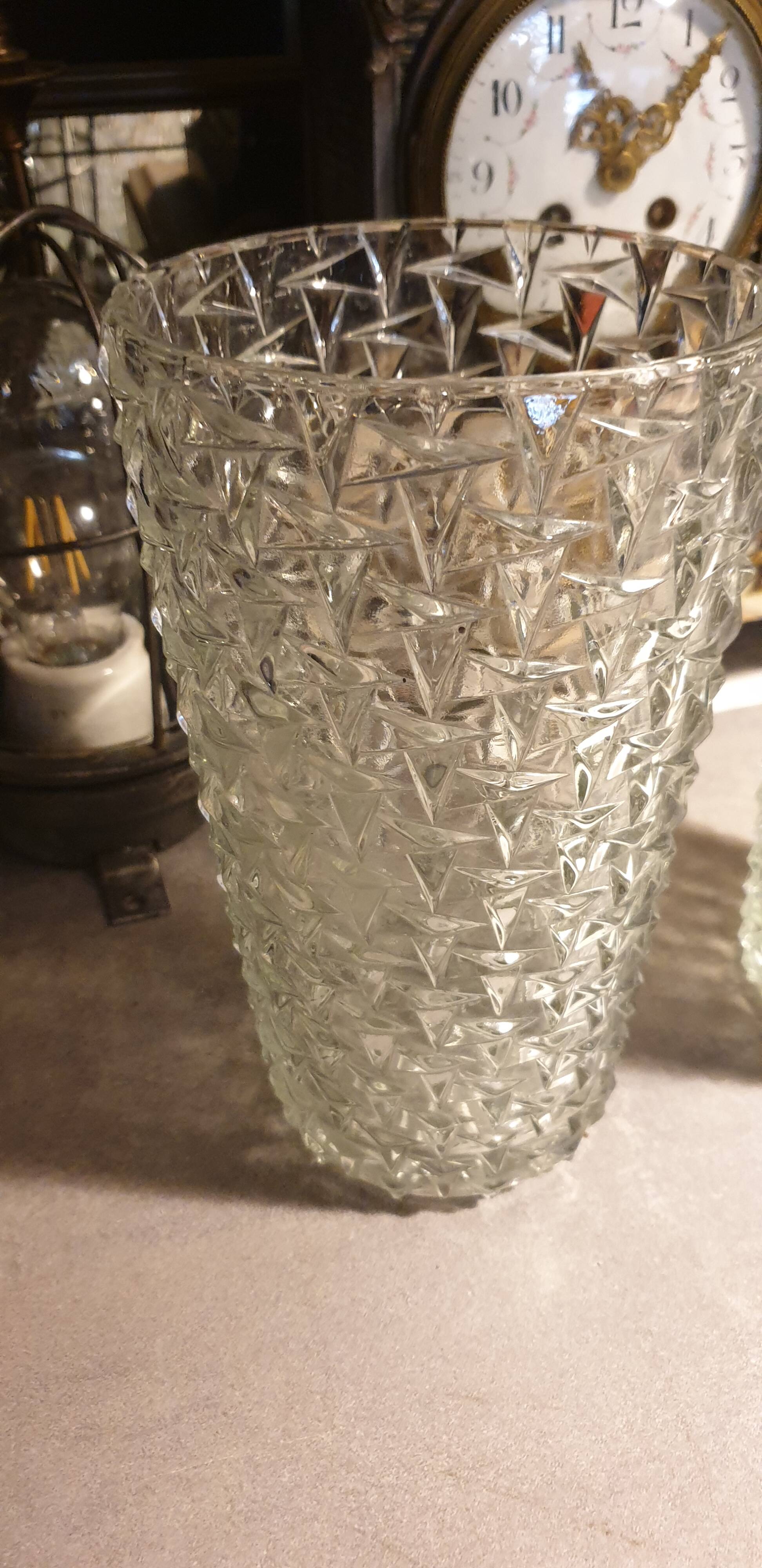 Pair of vintage diamond tip vases