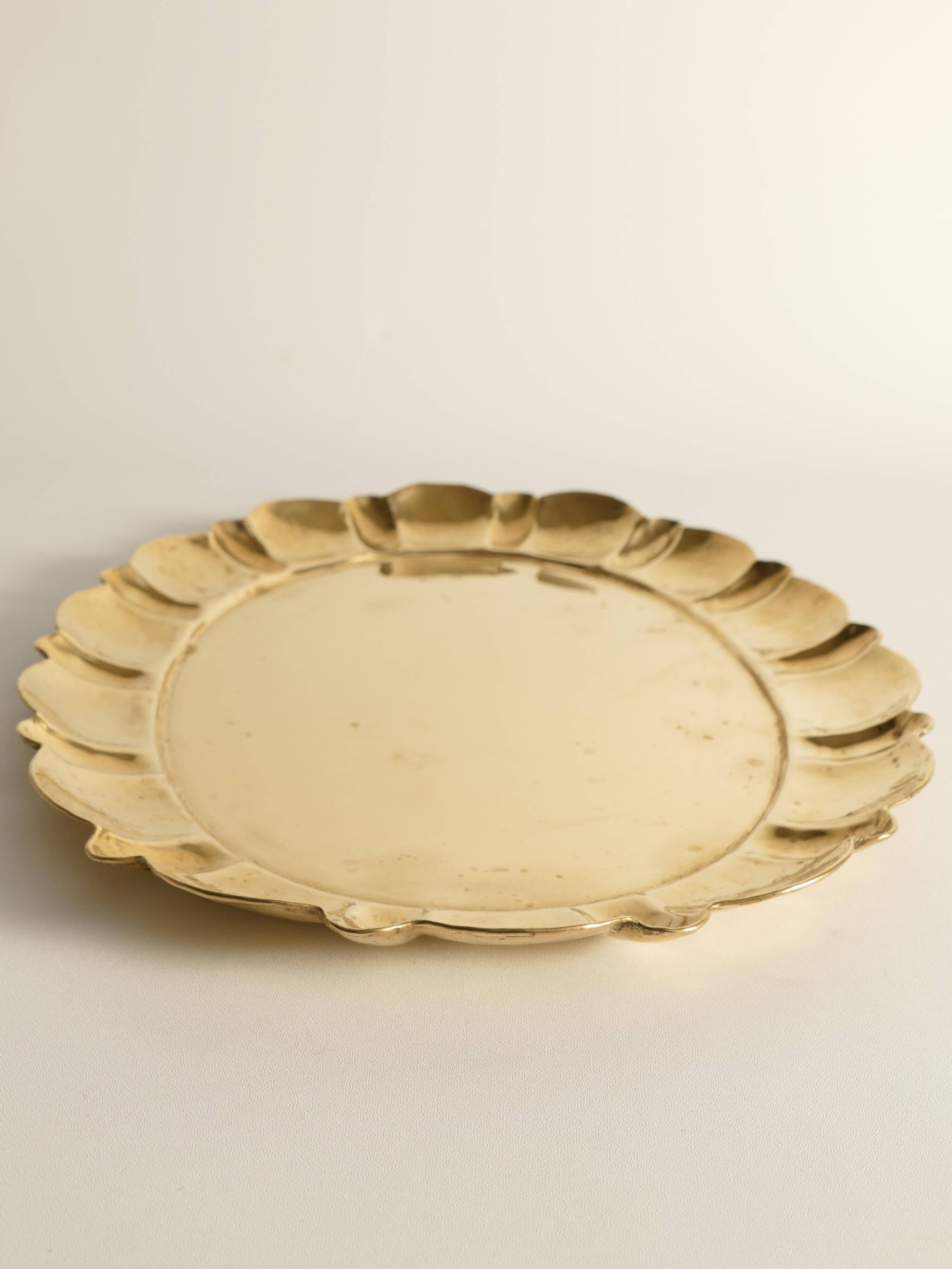 Hollywood Regency Large Oval Brass Tray by Firma Lars Holmström, Sweden 1940's