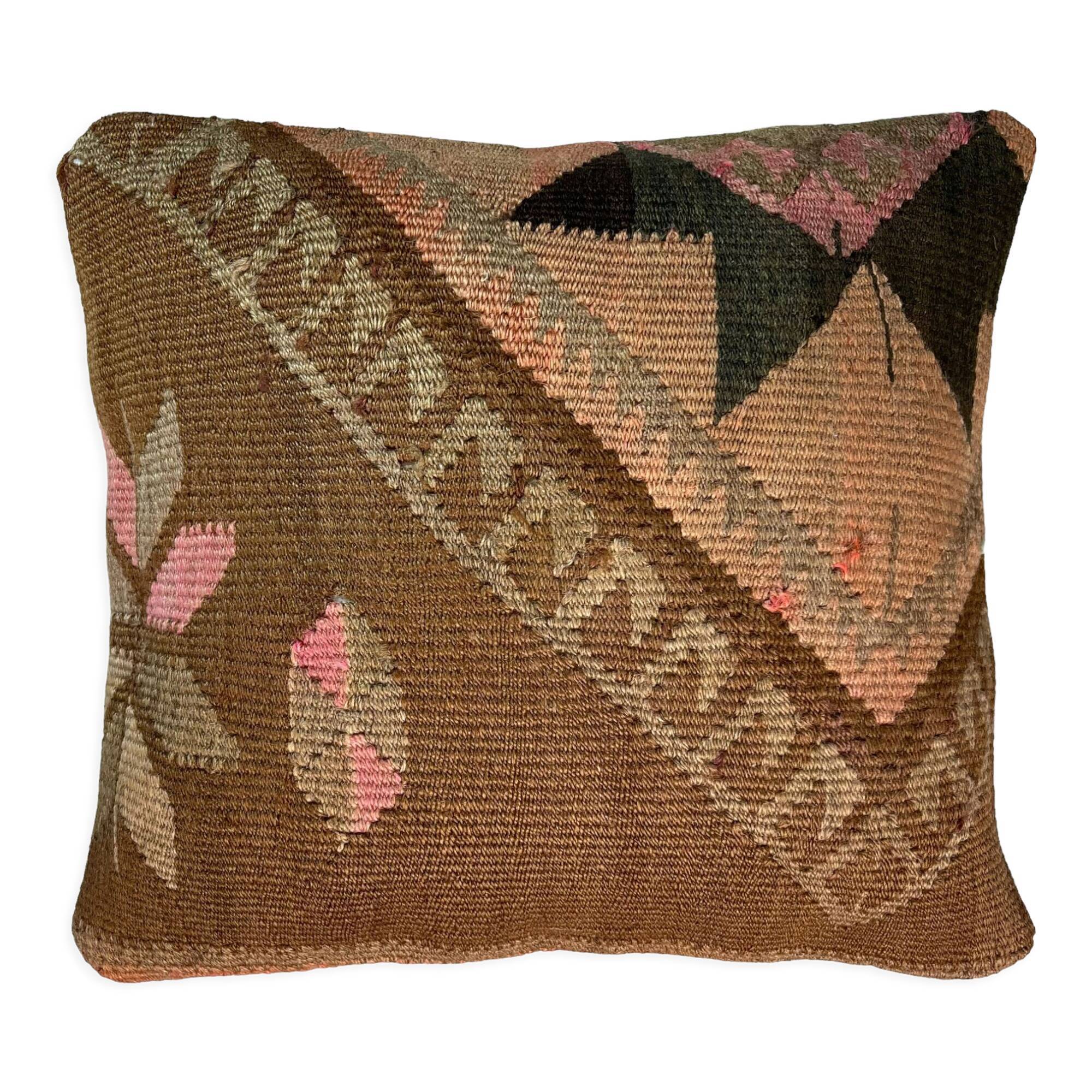 Vintage turkish kilim cushion cover, 40 x 40 cm