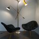 Italian Laiton lamp 3 spots on reclining stems, marble base, Mid-century style 1950s