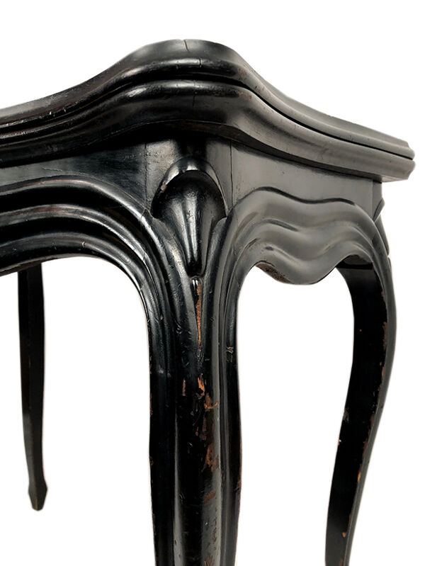 table à jeux et sa chaise, bois noirci Napoléon III