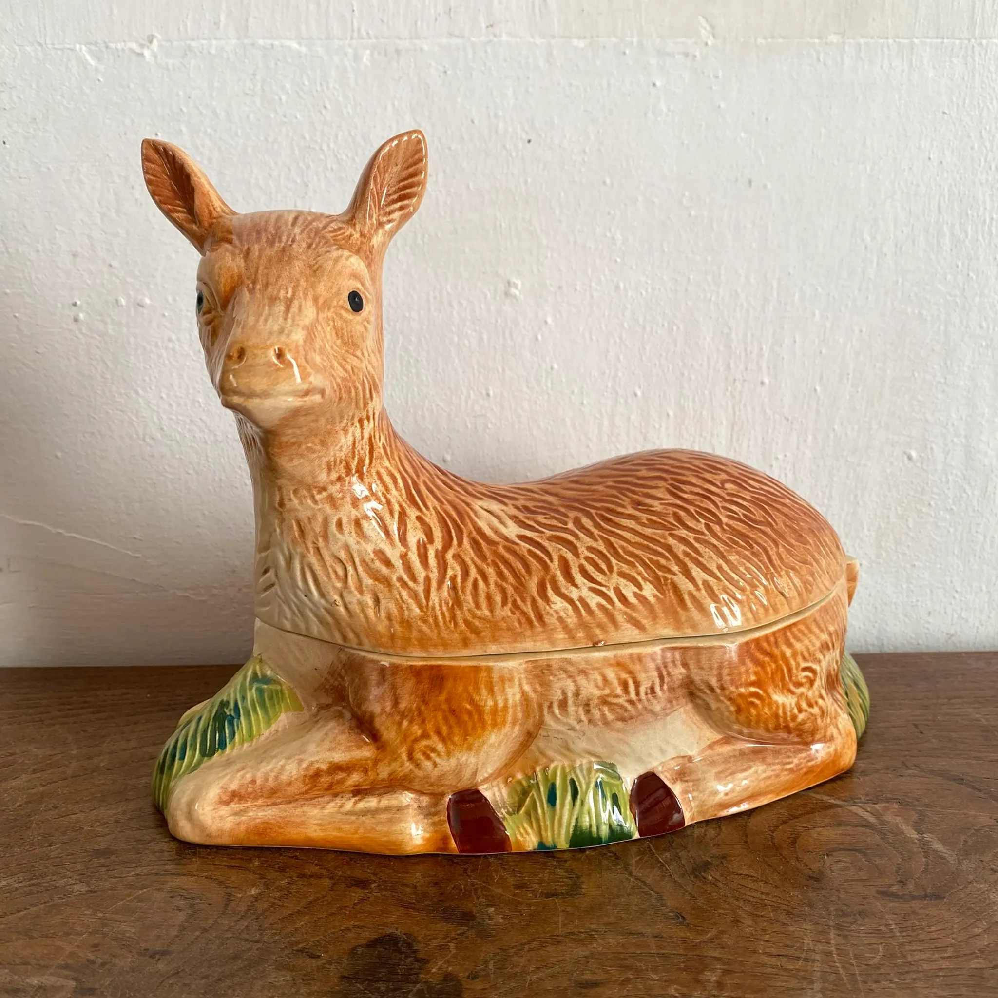 Zoomorphic terrine of a doe in earthenware by Michel Caugant