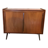 Vintage storage cabinet sliding doors feet compass