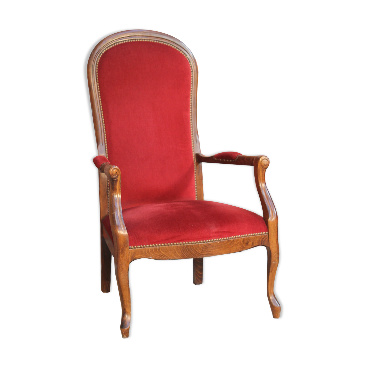 Red velvet voltaire armchair