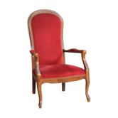 Red velvet voltaire armchair