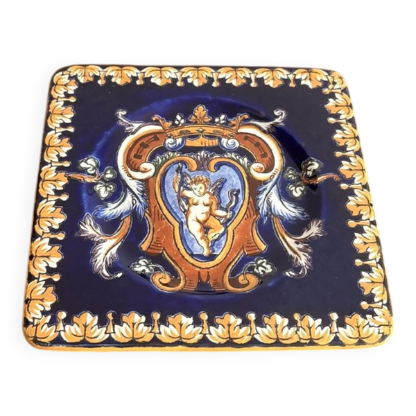 Dessous Verre Bouteille Faïence Gien Modèle Renaissance Ange Angelot Putti