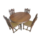 Dining room table with extension and 4 chairs