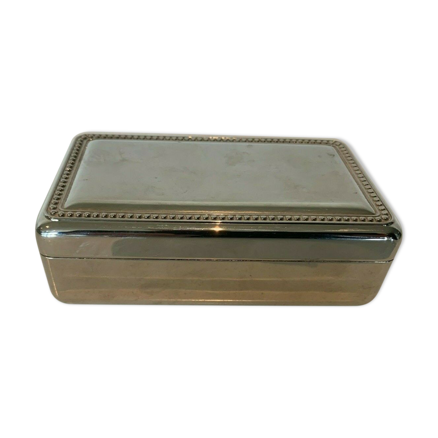 Silver metal jewelry box Red velvet interior XX century