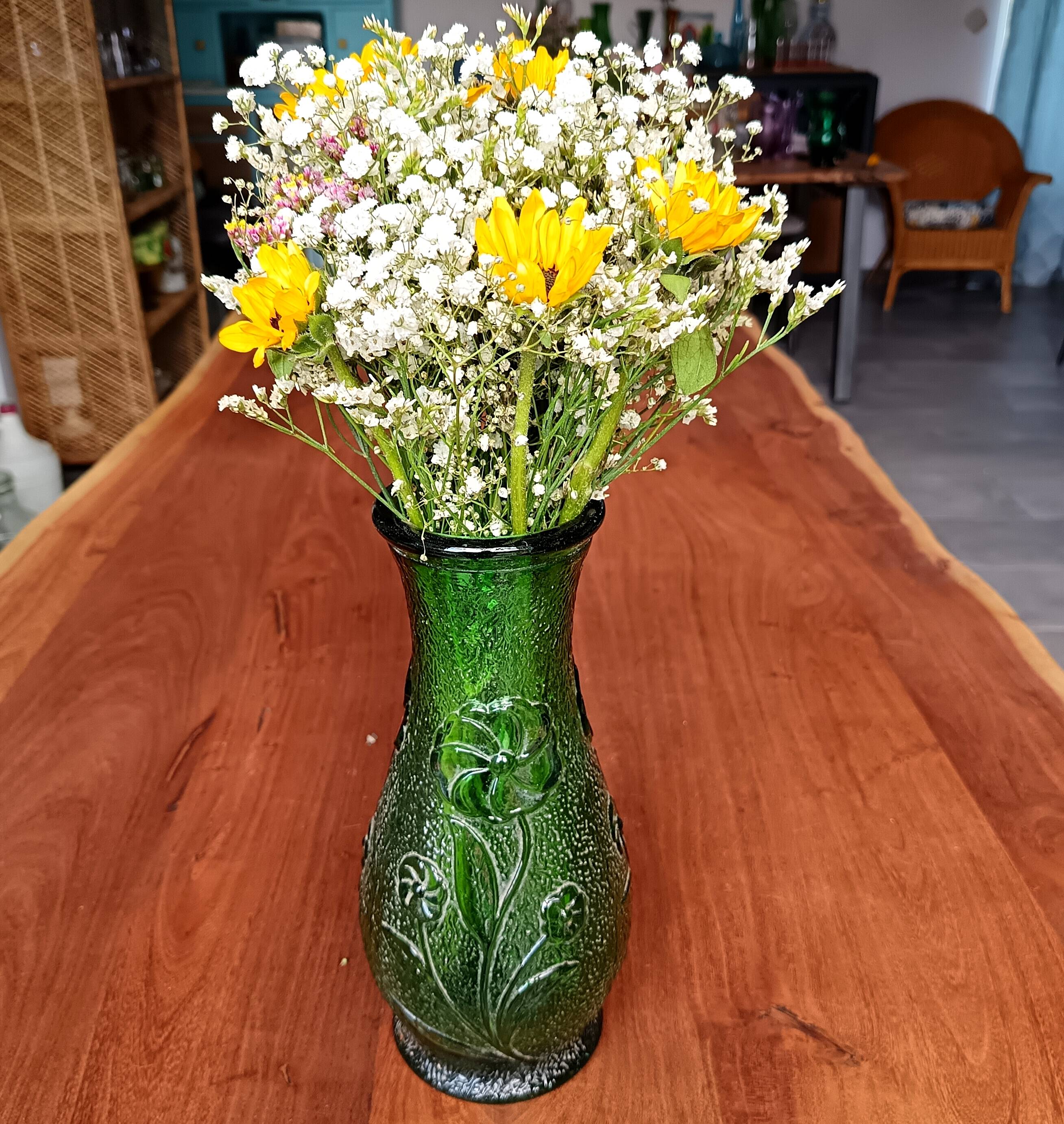 Large green glass vase circa 1950/1960, constantin italy