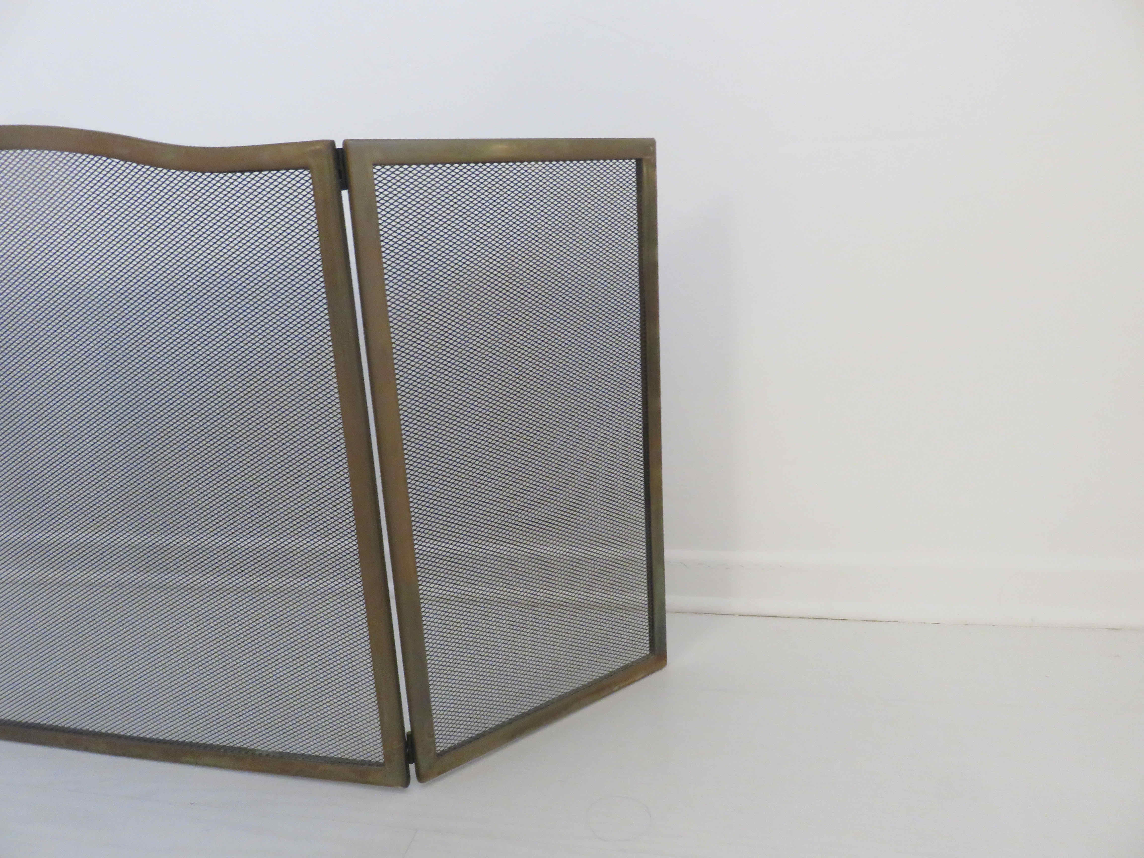 3-panel brass fireplace screen 70s