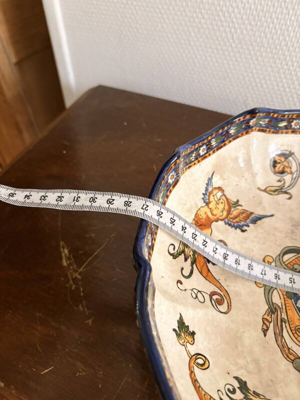 Ancien Melonnière Corbeille Fruit Faïence Gien Modèle Renaissance XIXème An