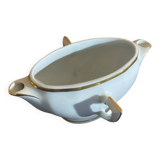 Double Sauce Boat Antique Gras & Maigre White Porcelain #D907