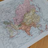 Old geographical map of Asia Larousse