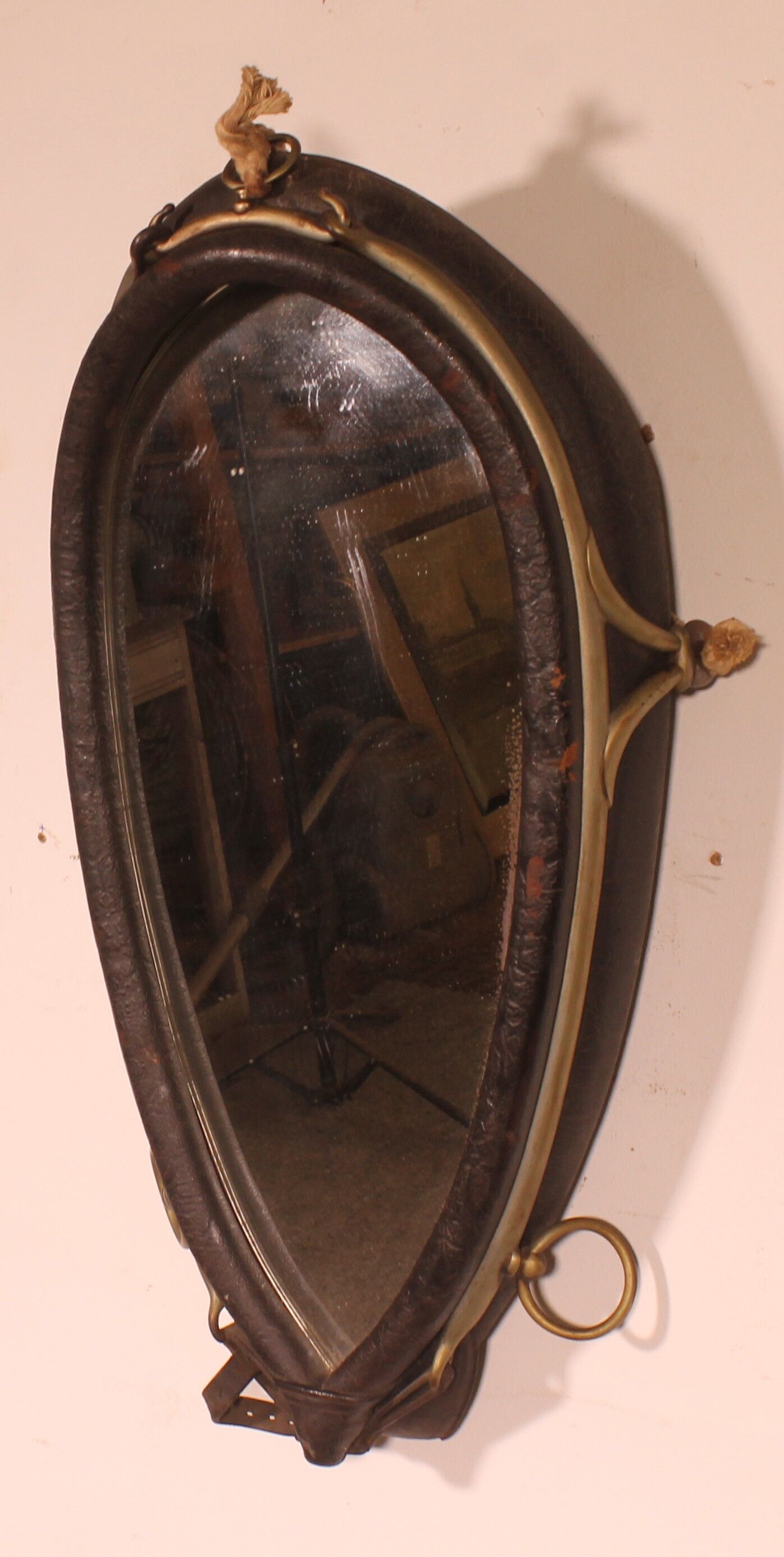 mirror made from a leather horse harness
