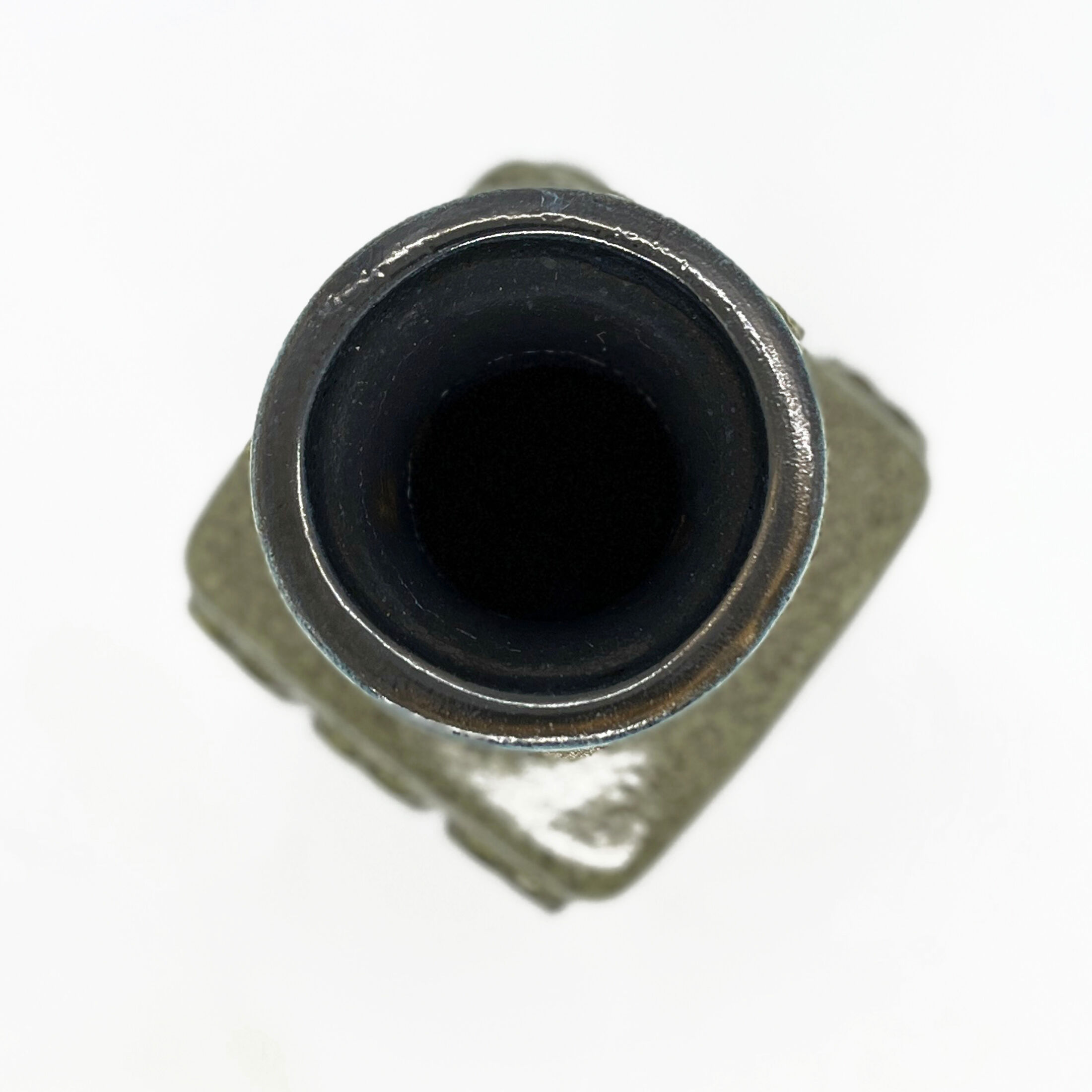 Olive green ceramic vase 3080 A Op Art, VEB Haldensleben Germany 1970s