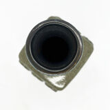 Olive green ceramic vase 3080 A Op Art, VEB Haldensleben Germany 1970s