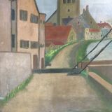 Tableau ancien la rue du village