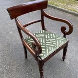 English Regency office chair in curved wood and green velvet