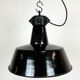 Industrial black enamel factory lamp with cast iron top, 1960s
