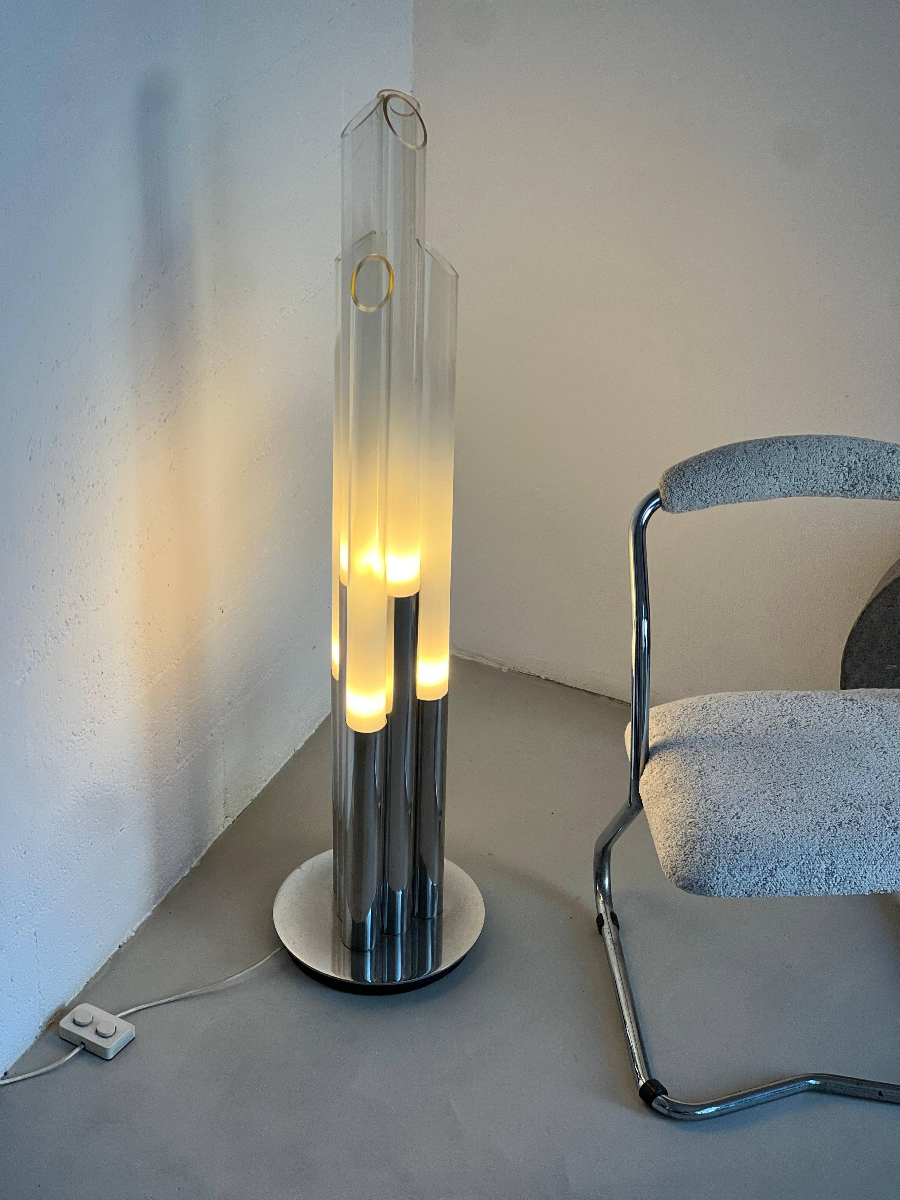 Vintage 1960s Nason, Mazzega, Murano Glass and Metal floor lamp