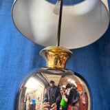 Italian design lamp in silver and gold ceramic. 1970s.