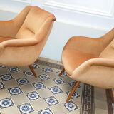 Armchair sculptural vintage 50s copper and restored