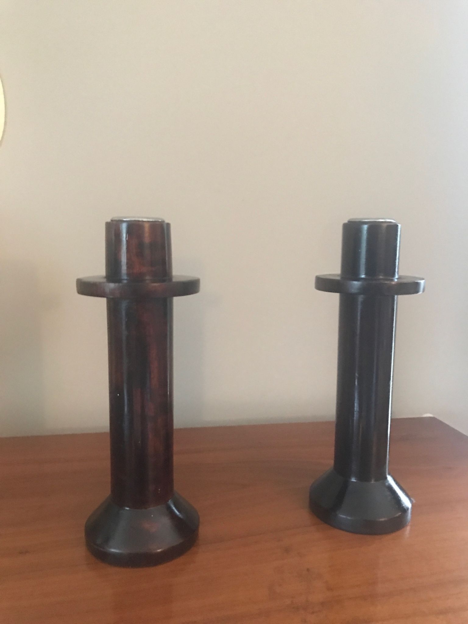 Pair of wooden candlesticks