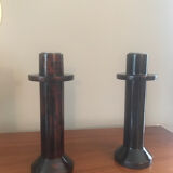 Pair of wooden candlesticks