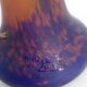 Müller Frères - Pied de Lampe verre marmoréen orange bleu & fer forgé