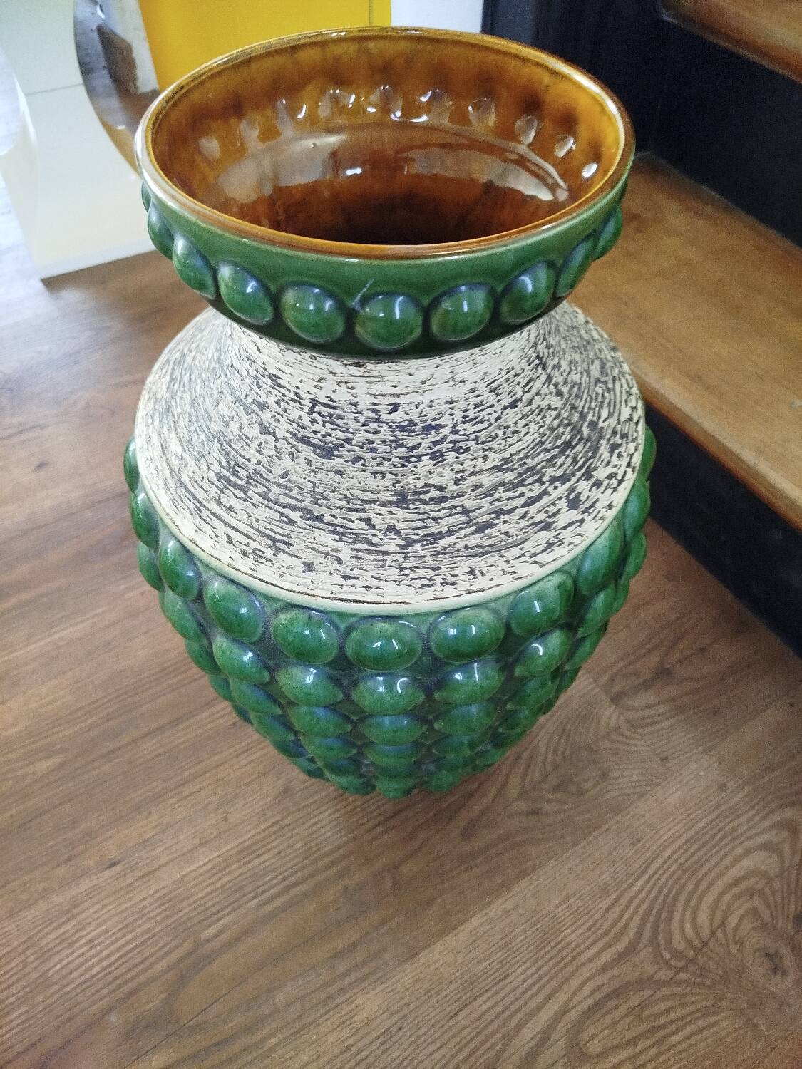 Grand vase allemand en faïence émaillée, Années 1950