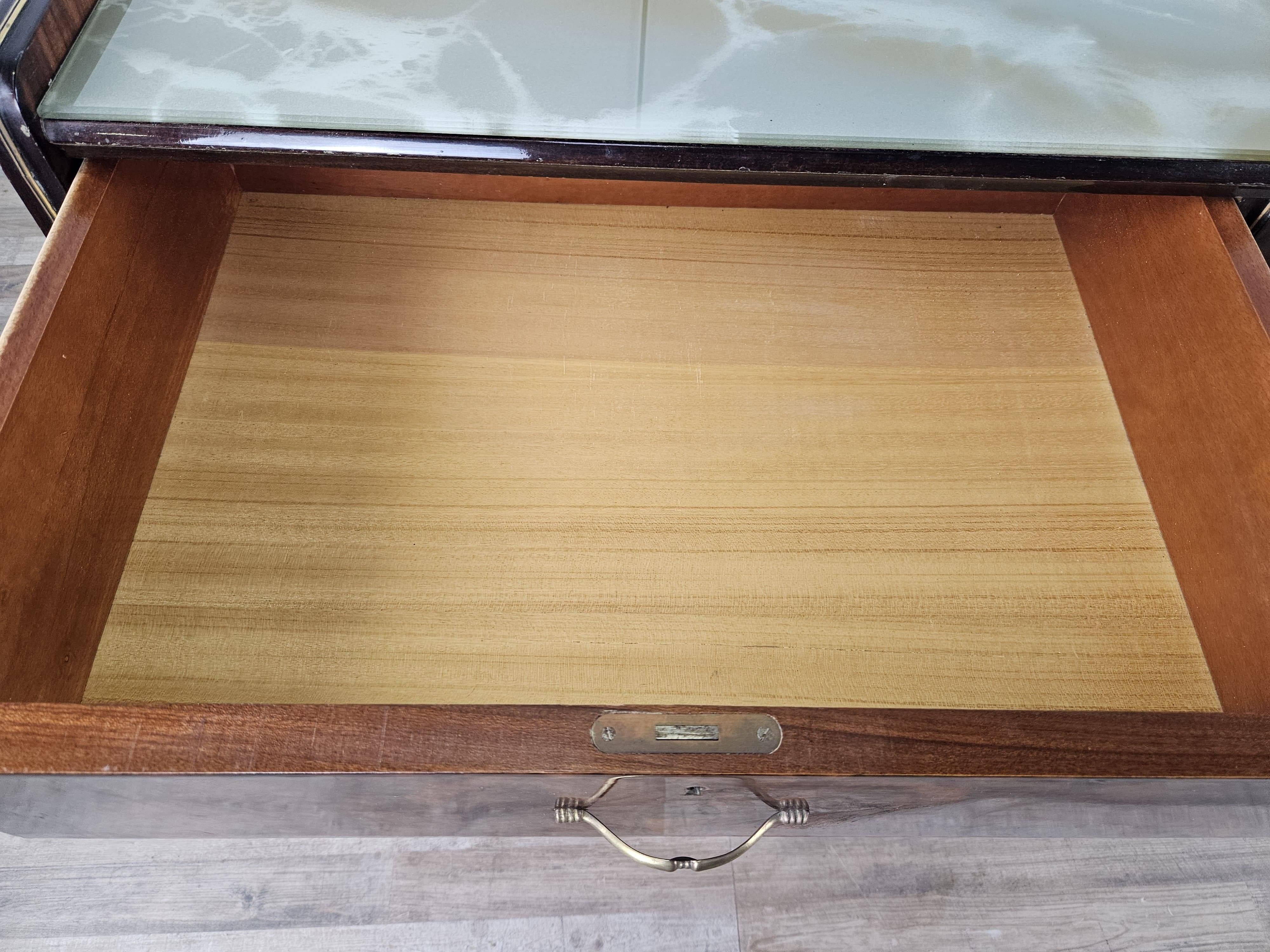 Mid Century 70's Chest of Drawers with Glass Top