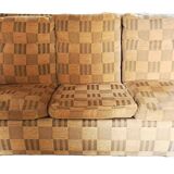 1940s club style 3-seater sofa in checked velvet fabric