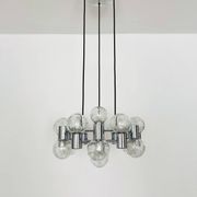Lustre Spoutnik chromé par Doria, années 1970