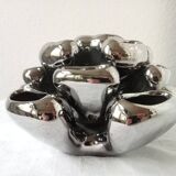 Vintage Vase • Alien • Chrome Ceramic • Post Space Age • 1980